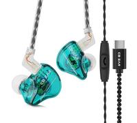 keephifi USB C Earbuds, KBEAR Storm Wired Earbuds USB C in Ear Monitors 10MM Dynamic Driver IEM with Detachable Cable for Singers Musicians Audiophiles (Green, with mic)