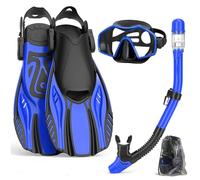 Keephigher Snorkeling Gear for Adults,Mask Fins Snorkel Set,Panoramic View Diving Mask Anti-Fog,Dry Top Snorkel,Dive Flippers and Travel Bag for Swimming,Snorkeling Diving