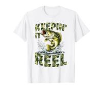 Keepin It Reel Funny Fishing Camo Bass Fish Angler Fisherman T-Shirt