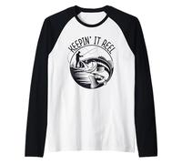 Keepin It Reel Funny Love Fishing Bass Angler Fisherman Dad Raglan Baseball Tee