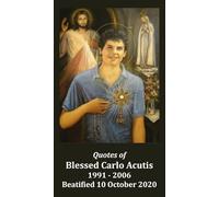 Keeping God in Sports St. Carlo Acutis Quotes LAMINATED Prayer Card (5-pack) with a Free Bonus Card of Divine Mercy and One of the Footprints Story