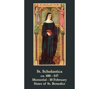 Keeping God in Sports St. Scholastica LAMINATED Prayer Card 5-pack with a Free Bonus Card of Divine Mercy and One of the Footprints Story Also Included
