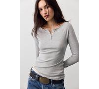 Keeping It Light Ribbed Henley by Intimately at Free People in Medium Heather Grey, Size: Small - female