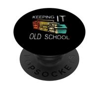 Keeping It Old School - Retro Boombox 80s 90s Hip Hop Music PopSockets Adhesive PopGrip