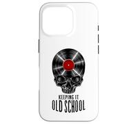 Keeping It Old School Vinyl Record Collector Vintage Skull Case for iPhone 16 Pro