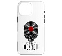 Keeping It Old School Vinyl Record Collector Vintage Skull Case for iPhone 16 Pro Max