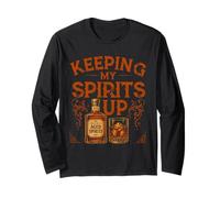 Keeping My Spirits Up Funny Whiskey Drinker Pun Long Sleeve T-Shirt