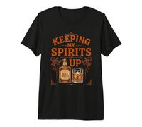 Keeping My Spirits Up Funny Whiskey Drinker Pun Premium T-Shirt