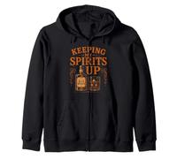 Keeping My Spirits Up Funny Whiskey Drinker Pun Zip Hoodie