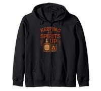 Keeping My Spirits Up Funny Whiskey Drinker Pun Zip Hoodie