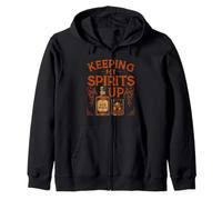 Keeping My Spirits Up Funny Whiskey Drinker Pun Zip Hoodie