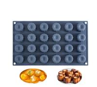 KeepingcooX® 24 Cavity Jelly Mold Gourmet Style Cannele Bordelais Mould, Mini Muffin Tin, Silicone Baking Mold for 24 canelés, Cold and Heat-Resistant, Non-Stick Cupcake Form
