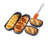 KeepingcooX Baguette Baking Molds Set - Long French Loaf+Small Baguette, Non-Stick Perforated Silicone Mould, Breadstick & Bread Rolls, Hot Dog, Hamburger for Free Match (2 Large+2 Small)