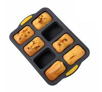 KeepingcooX Foldable 8-Cavity Brownie Cake Pan with Steel Frame Inside - Non-Stick Silicone Baking Tray for Mini Cake, Cornbread, Cheesecake, Banana Loaf - More Sturdy & Save Space