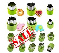 KeepingcooX Japanese Bento Cookie Cutter Set Ham Cheese Fruit Vegetable 16 Shapes Cat Pig Rabbit Chick Heart Dinosaur Elephant for Kids Party