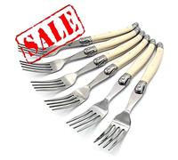 KeepingcooX LAGUIOLE Forks of 6, Stainless Steel Dinnerware/Tableware/Flatware/Cutlery Set with White/Ivory Handle, Made in China, Reputable Global Manufacturer with Certificate (GMC)