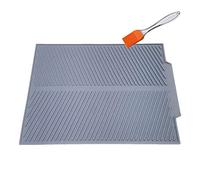 KeepingcooX® Silicone Dish Drying Mat for Dishes with Multipurpose Brush, 43x33cm Extra Large Kitchen Flume Folding Draining Mat for Countertop, Dishwasher Safe, Premium Heat Resistant Silicone