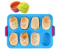KeepingcooX Small Baguette Baking Tray, Non-Stick Silicone Loaf French Bread Baking Pan, Perforated Bottom Making Crispy Crusts, Dishwasher Safe Baguettes Mold (8-Cavity)