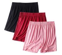 Keepink 1/2/ 3 Pcs Womens Pyjamas Shorts Elastic Waist Boxers Shorts Super Soft Comfy Sleeping Shorts Solid Lounge Bottoms for Yoga Gym Running, Summer Pj Shorts for Women Sleepwear
