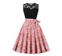 Keepink 1940s Dresses for Women Fit & Flare Vintage Dresses Polka Dot Sleeveless Dress Summer A Line Sun Dresses Lace Bridesmaid Dress Elegant Swing Dresses for Party Cocktail Prom