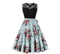 Keepink 1940s Dresses for Women Fit & Flare Vintage Dresses Polka Dot Sleeveless Dress Summer A Line Sun Dresses Lace Bridesmaid Dress Elegant Swing Dresses for Party Cocktail Prom