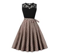 Keepink 1940s Dresses for Women Fit & Flare Vintage Dresses Polka Dot Sleeveless Dress Summer A Line Sun Dresses Lace Bridesmaid Dress Elegant Swing Dresses for Party Cocktail Prom
