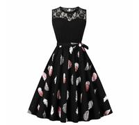 Keepink 1940s Fit & Flare Polka Dot Dress - Sleeveless Summer A Line Sun Lace Bridesmaid Elegant Swing for Party Cocktail Prom