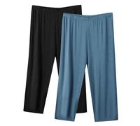 Keepink 2 Pack Capri Pants for Women UK Petite Plus Size Elastic Waist Trousers Pyjamas Bottoms Comfy Soft Modal Pj Trouser Capris Pant Sleepwear Ladies Homewear Outifts Cheap S-5XL