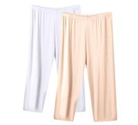 Keepink 2 Pack Capri Pants for Women UK Petite Plus Size Elastic Waist Trousers Pyjamas Bottoms Comfy Soft Modal Pj Trouser Capris Pant Sleepwear Ladies Homewear Outifts Cheap S-5XL