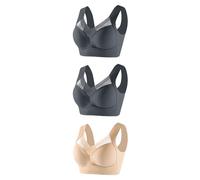 Keepink 2 Pc Sports Bras Women High Impact Full Coverage Bralettes Non Padded Wirefree Push Up Bra Lace Sexy Bras Workout Gym Tshirt Bra Ladies Everyday Bras Plus Size 12-24 UK Sale