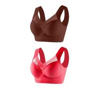 Keepink 2 Pc Sports Bras Women High Impact Full Coverage Bralettes Non Padded Wirefree Push Up Bra Lace Sexy Bras Workout Gym Tshirt Bra Ladies Everyday Bras Plus Size 12-24 UK Sale