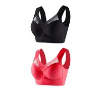 Keepink 2 Pc Sports Bras Women High Impact Full Coverage Bralettes Non Padded Wirefree Push Up Bra Lace Sexy Bras Workout Gym Tshirt Bra Ladies Everyday Bras Plus Size 12-24 UK Sale