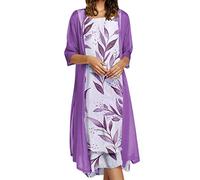 Keepink 2 Piece Outfits Women Floral Print Sleeveless Long Dresses with Half Sleeve Jacket Cardigan Chiffon, Two-Piece Set Midi Tank Dress and Flowy Cardigan Wedding Guest Dress