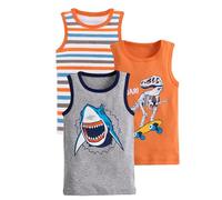 Keepink 3 Pack Boys Vest Tops Crew Neck Sleeveless T-Shirt Animal Print Camisole Shirts Multipack Cartoon Kids Vests Girls Summer Tank Top Athletic Basic Cotton Tees for Children
