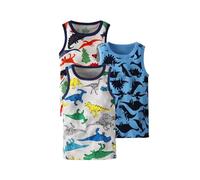 Keepink 3 Pack Boys Vest Tops Crew Neck Sleeveless T-Shirt Animal Print Camisole Shirts Multipack Cartoon Kids Vests Girls Summer Tank Top Athletic Basic Cotton Tees for Children
