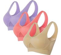 Keepink 3 PC Womens Sports Bras High Impact Running Bra No Padded Push Up Bra Breathable Cool Mesh Bralettes Full Coverage No Underwire Everyday Bras Gym Yoga Workout Crop Tank Tops