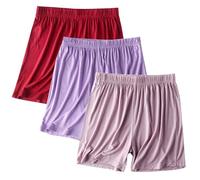 Keepink 3 Pcs Women's Shorts Pyjama Bottoms Pj Shorts for Women Multipack Plain Modal Pyjama Shorts Women Sleeping Shorts Lounge Casual Pants for Sports Workout Large Size S-4XL Cheap