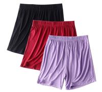 Keepink 3 Pcs Women's Shorts Pyjama Bottoms Pj Shorts for Women Multipack Plain Modal Pyjama Shorts Women Sleeping Shorts Lounge Casual Pants for Sports Workout Large Size S-4XL Cheap