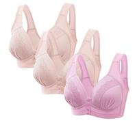 Keepink 3PC Front Fastening Bras for Women UK Wirefree Underwear Comfort Mastectomy Bras Non Wired Post Surgery Top Sleep Everyday Full Coverage Bralettes Plus Size 8-18 Sale