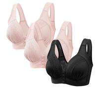 Keepink 3PC Front Fastening Bras for Women UK Wirefree Underwear Comfort Mastectomy Bras Non Wired Post Surgery Top Sleep Everyday Full Coverage Bralettes Plus Size 8-18 Sale