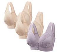 Keepink 3PC Front Fastening Bras for Women UK Wirefree Underwear Comfort Mastectomy Bras Non Wired Post Surgery Top Sleep Everyday Full Coverage Bralettes Plus Size 8-18 Sale