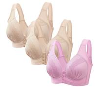 Keepink 3PC Front Fastening Bras for Women UK Wirefree Underwear Comfort Mastectomy Bras Non Wired Post Surgery Top Sleep Everyday Full Coverage Bralettes Plus Size 8-18 Sale