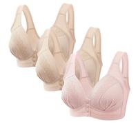 Keepink 3PC Front Fastening Bras for Women UK Wirefree Underwear Comfort Mastectomy Bras Non Wired Post Surgery Top Sleep Everyday Full Coverage Bralettes Plus Size 8-18 Sale