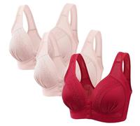 Keepink 3PC Front Fastening Bras for Women UK Wirefree Underwear Comfort Mastectomy Bras Non Wired Post Surgery Top Sleep Everyday Full Coverage Bralettes Plus Size 8-18 Sale