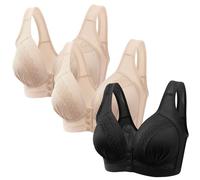 Keepink 3PC Front Fastening Bras for Women UK Wirefree Underwear Comfort Mastectomy Bras Non Wired Post Surgery Top Sleep Everyday Full Coverage Bralettes Plus Size 8-18 Sale
