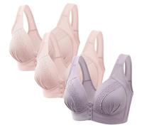 Keepink 3PC Front Fastening Bras for Women UK Wirefree Underwear Comfort Mastectomy Bras Non Wired Post Surgery Top Sleep Everyday Full Coverage Bralettes Plus Size 8-18 Sale