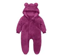 Keepink Baby Rompers Toddler Fleece Snowsuit Newborn Baby Hooded Footies Romper Cartoon Flannel Zipper Jumpsuit One piece Infant Plush Bodysuits Pajamas Outerwear for Boys Girls