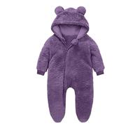 Keepink Baby Rompers Toddler Fleece Snowsuit Newborn Baby Hooded Footies Romper Cartoon Flannel Zipper Jumpsuit One piece Infant Plush Bodysuits Pajamas Outerwear for Boys Girls