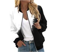 Keepink Bomber Jackets for Women UK Stand Collar Full Zip Up Coats Fashion Striped Printed Casual Jacket Lightweight Long Sleeve Outerwear Outdoor Windbreaker Coat with Pockets
