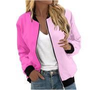 Keepink Bomber Jackets for Women UK Stand Collar Full Zip Up Coats Fashion Striped Printed Casual Jacket Lightweight Long Sleeve Outerwear Outdoor Windbreaker Coat with Pockets